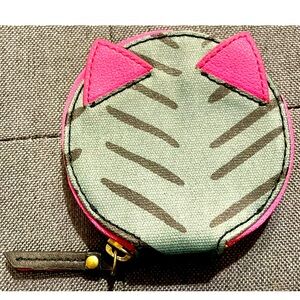 FOSSIL Kitten Cat Ears Zip Around Multicolor 4" Wallet Coin Purse NWT RARe
